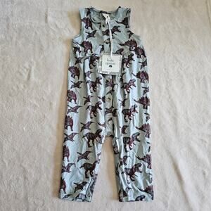 Kate Quinn NWT 3-6m Blue Dino Drop Waist Jumpsuit Viscose Bamboo